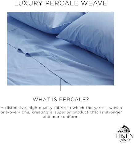 Linen Home 100% Cotton Percale Twin Size Fitted Sheet only, Baby Blue