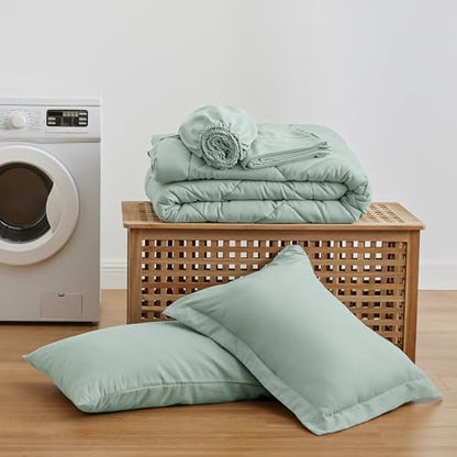 Love's cabin Twin Comforter Set Aqua, 5 Pieces Twin Bed in a Bag,