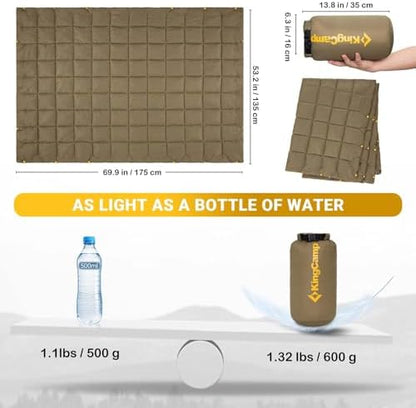 KingCamp Ultralight Camping Blanket, Wearable Packable Blanket 69" x 53"