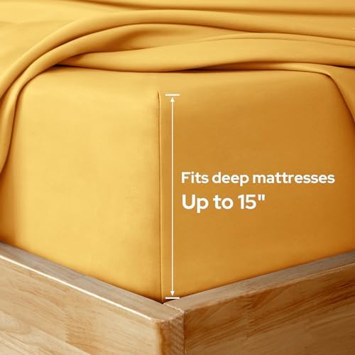 HOMEIDEAS Queen Size Bed Sheets - 6 Piece Set (Gold) - Extra Soft Brushed Microfiber 1800 Bedding Sheets, Deep Pocket, Wrinkle & Fade Free