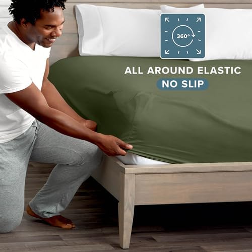 Bare Home Full Fitted Sheet - 1800 Ultra-Soft (Full, Cypress)