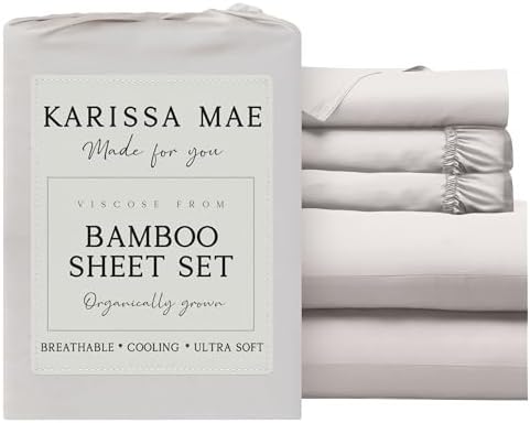 KARISSA MAE Luxury Bamboo Viscose Split King Size Sheet Set, FSC Certified