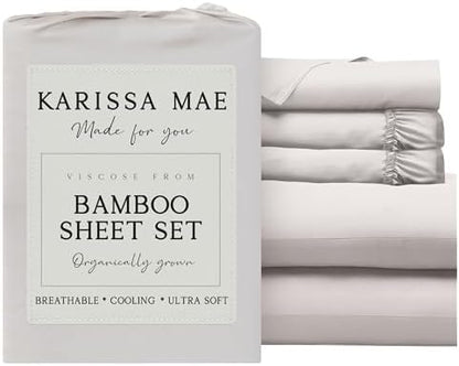 KARISSA MAE Luxury Bamboo Viscose Split King Size Sheet Set, FSC Certified