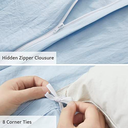 Oli Anderson 3PCS Pleated Duvet Cover Set, Airy Blue, Queen