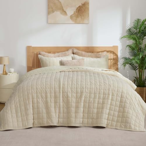 BEDELITE Velvet Quilt Set Queen Size, Luxury Velvet Comforter Bedding