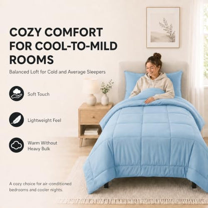 CozyLux Twin XL Comforter Set Baby Blue - 5 Pieces Twin XL Bed in a Bag