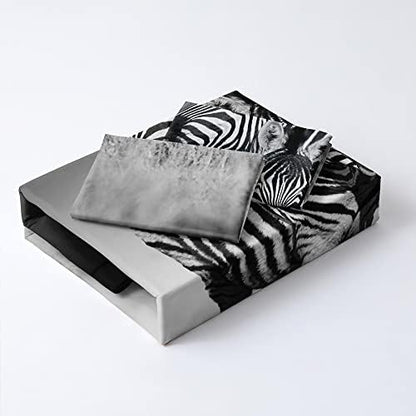 Animal Zebra Print Duvet Cover Twin Size Gray Color Comforter Covers and Pillow Shams Art Deco Bedroom Bedding Set Boy Bed Set