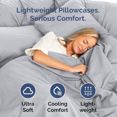 Standard Pillow Cases Set of 6 - Ultra Soft Pillowcase Covers - Steel Blue