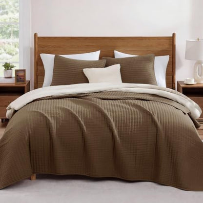 Queen Quilt-Lightweight Bedspreads Coffee Queen Size Quilt Bedding Set