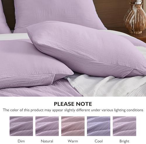 EMME Muslin Cotton Duvet Cover Set Linen Like Lavender King