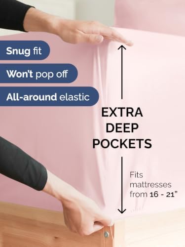 Extra Deep Pocket Cal King Sheet Set - Breathable & Cooling - Lavender Pink