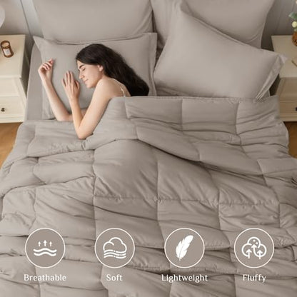 JOLLYVOGUE California King Comforter Set, Ultra-Soft Bed in a Bag Cal King Size 7 Pieces, Oeko-TEX Certified Bedding Set with Down Alternative Comforter, Sheets, Pillowcases & Shams, Khaki