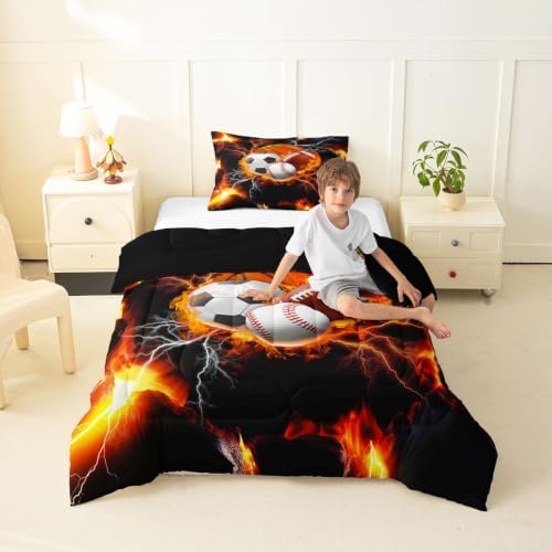 Erosebridal 3D Sports Print Bedding Sets Toddler Size -