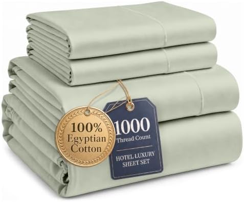 LANE LINEN Cali King Sheets 100% Egyptian Cotton Sateen - Mineral