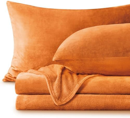 BEDELITE Flannel Sheets Full Size, Burnt Orange, 4 Pieces