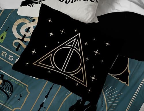 Harry Potter Twin Comforter Set 5 Piece Soft Fantasy Bedding, Blue
