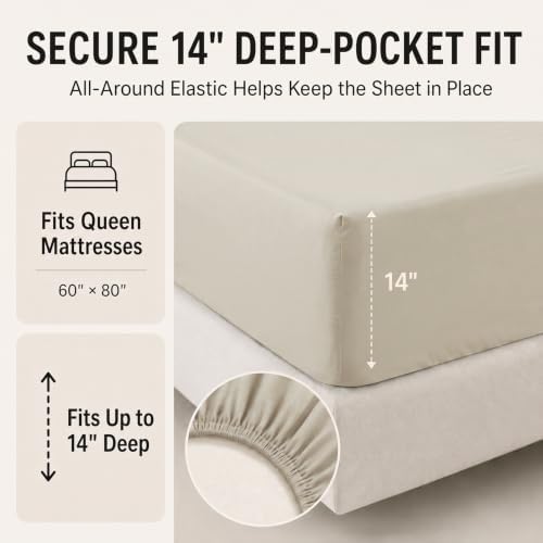 CozyLux Queen Comforter Set Oatmeal - 7 Pieces Bed in a Bag
