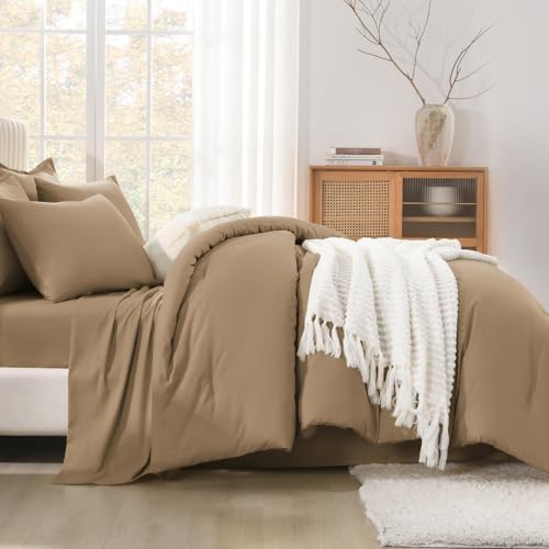 Litanika Taupe Super King Plus Comforter with Sheets - 7 Pcs Bed in a Bag