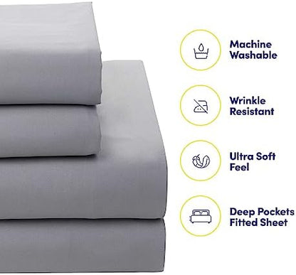 Sweet Home Collection 7 Piece Comforter Set Bag Solid Color All Season Soft Down Alternative Blanket & Luxurious Microfiber Bed Sheets, Tulsa, King
