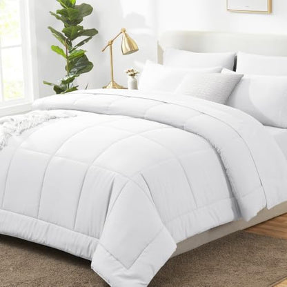 CozyLux Full Size Comforter Sets White - 7 Pieces Bed in a Bag