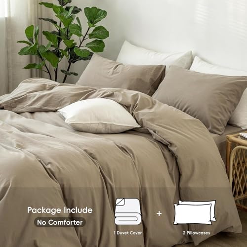 MooMee Duvet Cover Set 100% Washed Cotton Linen Like Oversized King