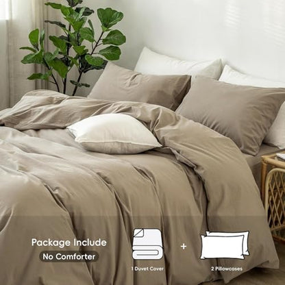 MooMee Duvet Cover Set 100% Washed Cotton Linen Like Oversized King