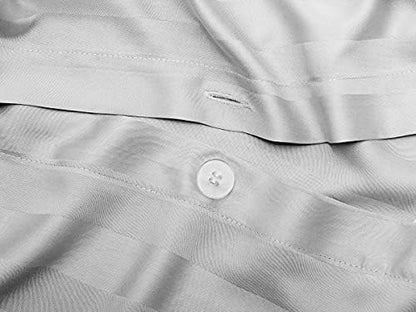 Pure Bamboo King Duvet Cover, 3 Piece Set, Genuine 100% Organic Viscose Derived from Bamboo, Luxuriously Soft and Cooling, 2 Pillowcases (King, Jacquard White)