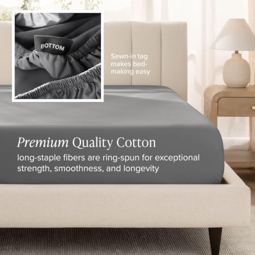 Bare Home 100% Organic Cotton Sateen Sheet Set (King, Grey)