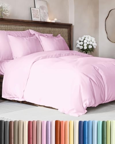 Duvet Cover Oversized King - 3 Piece with Zipper Closure - Light Pink