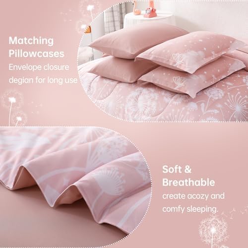 Dinjoy Girls Comforter Set 7 Pieces, Full Size Colorful Ombre Rainbow Bedding Set, Bed in A Bag for Kid Teen Girls (1 Comforter, 1 Flat Sheet, 1 Fitted Sheet, 2 Pillow Shams, 2 Pillowcases)