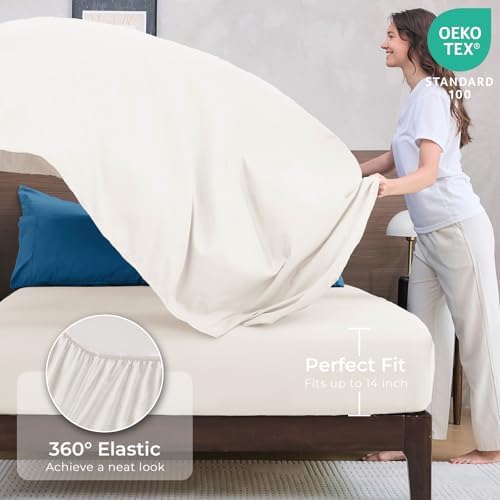 HEVUMYI 7-Piece Queen Comforter Set, Teal Blue & Ivory Bed in a Bag