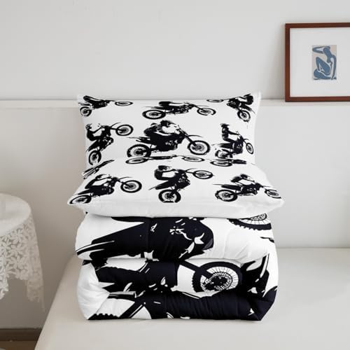 Feelyou Dirt Bike Comforter Set King Size Cool Motocross Bedding Set