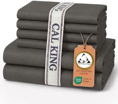 Therapedic 100% Egyptian Cotton 6 Pcs California King Sheets Set (Charcoal)