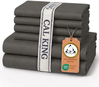 Therapedic 100% Egyptian Cotton 6 Pcs California King Sheets Set (Charcoal)