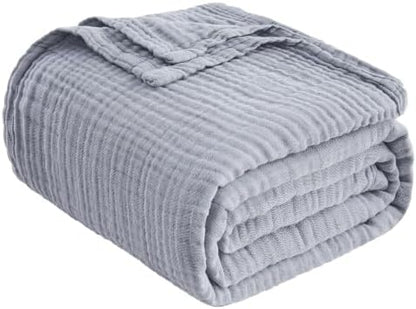 EMME Muslin Blankets for Adults Dusty Blue Small Blanket 40" x 50"