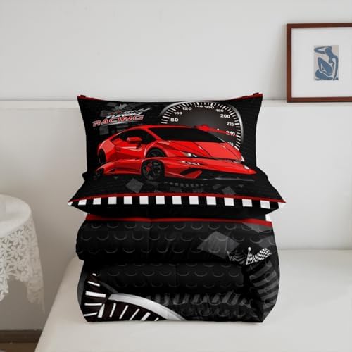 Feelyou Race Car Bedding Set Queen Size for Boys Girls