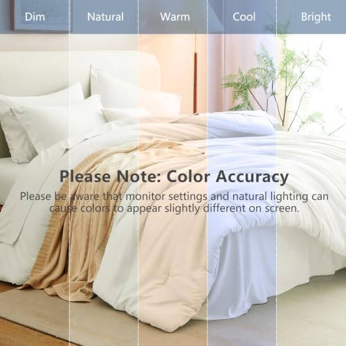 CozyLux Twin Comforter Set Ivory, 5 Pieces Bed in a Bag Twin Comforter Set with Sheets, Soft Bedding Sets with Down Alternative Comforter, Sheets, Pillowcase & Sham, Soft Bed Set for All Seasons