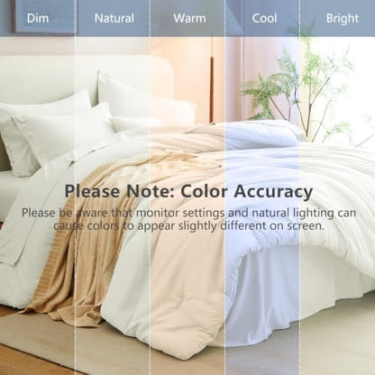 CozyLux Twin Comforter Set Ivory, 5 Pieces Bed in a Bag Twin Comforter Set with Sheets, Soft Bedding Sets with Down Alternative Comforter, Sheets, Pillowcase & Sham, Soft Bed Set for All Seasons