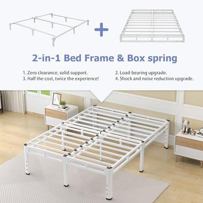 NKZ Metal Platform Bed Frame King Size, 22 Inch Dual-Layer Heavy Duty Base