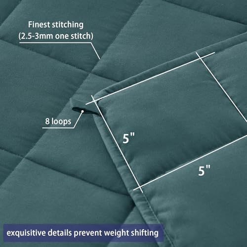 yescool Weighted Blanket for Adults 15lbsQueen Size, 60" x 80", Teal
