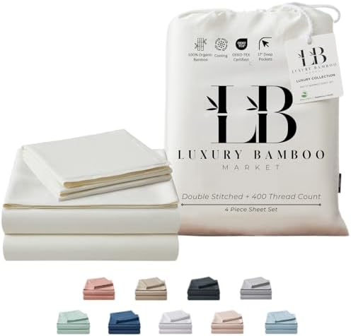 Full Size Sheet Set | 100% Viscose | Organically Grown | Ultra Soft | Cooling Sheets for Hot Sleepers | 17" Deep Pocket [Ivory]