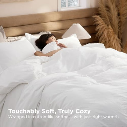 Bedsure White Bed Comforter Full 4 Pieces Prewashed Soft Breathable Bedding