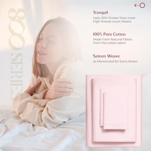 Mayfair Linen Egyptian Cotton Sheets King Size - Luxury 800 Series High Thread Count King Sheets (4 PC, Blush), Soft Cooling 16" Deep Pocket Hotel Quality Bed Sheet Set - Tranquil Collection