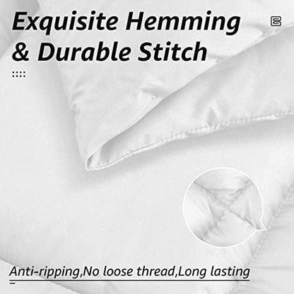 HYLEORY All Season Full Size Bed Comforter - Cooling Goose Down Alternative Quilted Duvet Insert with Corner Tabs - Winter Warm - Machine Washable - White