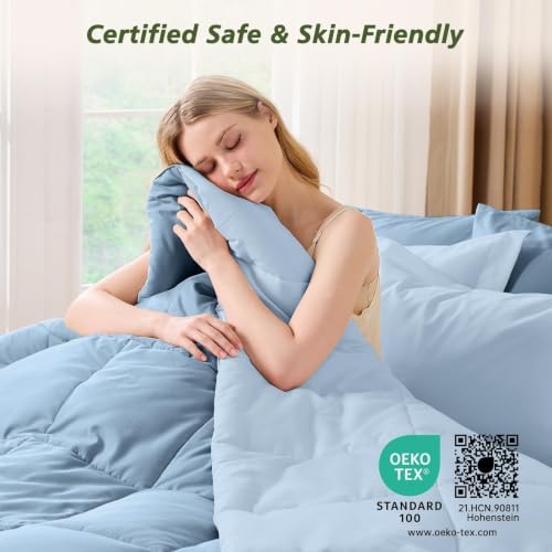 Queen Comforter Set with Sheets - 7 Pieces Bed in a Bag Blue Bedding Sets
