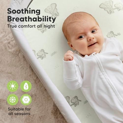 2-pk Organic Baby Bassinet Sheets Boys, Girls, Bassinet Fitted Sheet (Elly)