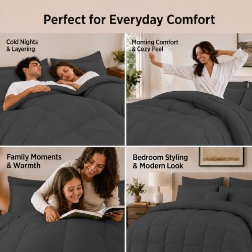 Anluoer Queen Comforter Set 7 Piece, Soft Bed in a Bag Queen Bedding Sets