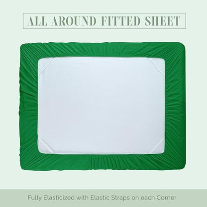 Elegant Comfort 4-Piece Bed Sheet Set - Luxury Bedding 1500 Premium Hotel Quality Microfiber, All Around Elastic 18-24 Inches Deep Fitted Sheet- Extra Deep Pocket Sheets, Twin/Twin XL, Emerald Green