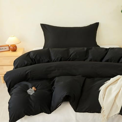 Duvet Cover Set Twin Size 100% Organic Cotton Pirate Black, SAPHREAS 2 Pcs Soft Bedding Comforter Cover with Zipper Closure & Corner Ties, Comforter Not Included