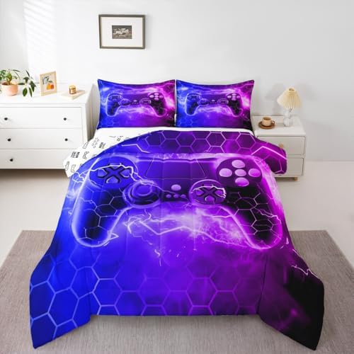 Feelyou Kids Boys Honeycomb Gamer Comforter Set Queen Size